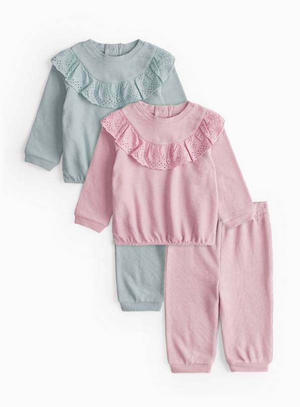 Blue & Pink Frill Detail Sweat Sets 2 Pack 9-12 months